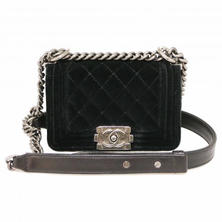 Mini sac Boy CHANEL velours noir