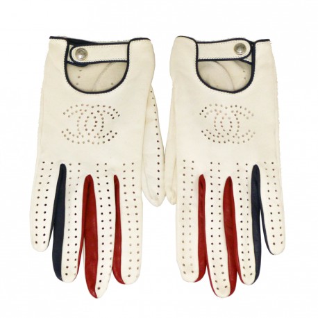 Gants CHANEL beige  tricolore