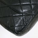 Maxi sac 2.55 CHANEL veau froissé noir