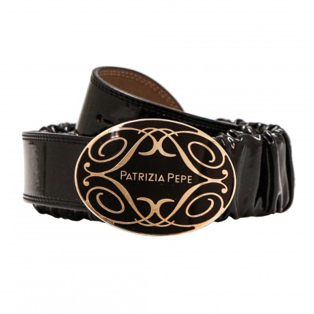 Ceinture cuir verni noir avec boucle « PATRIZIA PEPE »