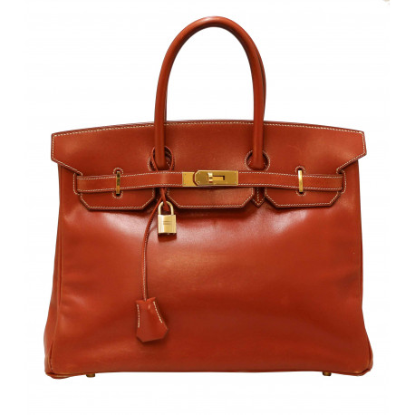 Birkin 35 HERMES cuir lisse brique