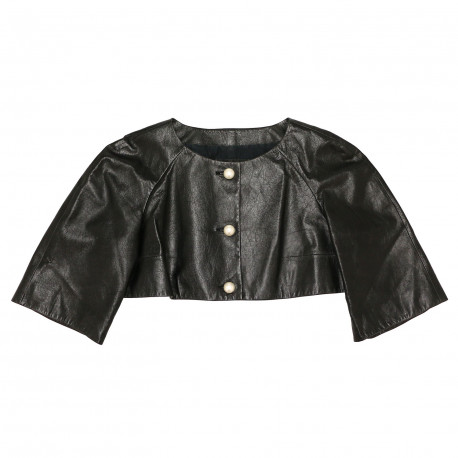 Veste courte T 38 CHANEL cuir noir 