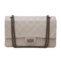 Jumbo CHANEL cuir froissé blanc