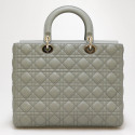 Sac Lady Dior Large CHRISTIAN DIOR cuir gris GM