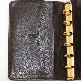 Porte agenda vintage CHANEL cuir marron