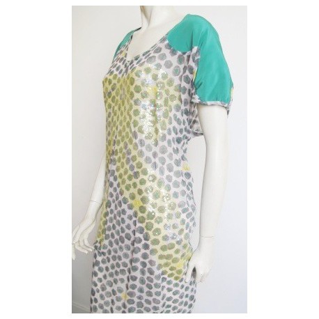 Robe TSUMORI CHISATO imprimé vert et jaune