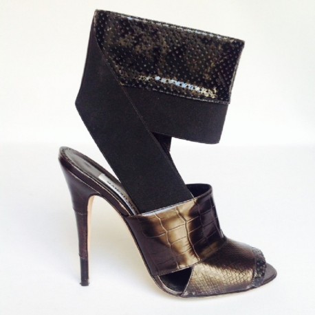 Sandales hautes MANOLO BLAHNIK T38  croco python