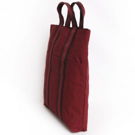 Sac cabas HERMES en toile rouge H