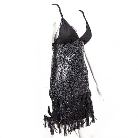 Robe Jenny Packham T10UK noire à sequins