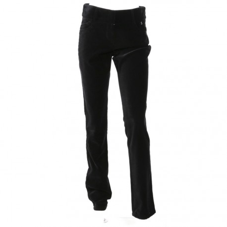 Pantalon CHANEL T 36 en velours de soie noire