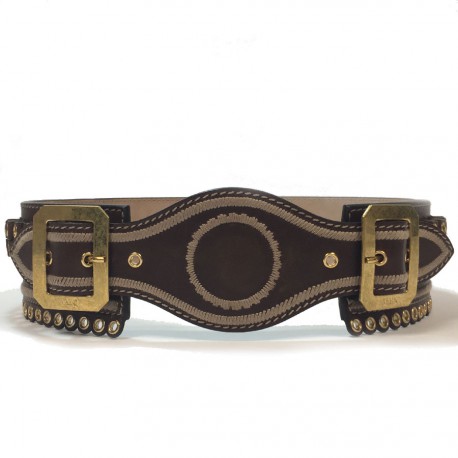 Ceinture T 75  ALEXANDER Mc QUEEN cuir marron "cartouchière"