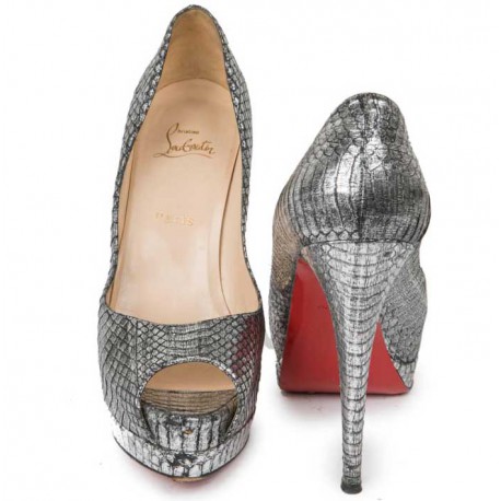 Sandales  T 39.5 CHRISTIAN LOUBOUTIN en python argent