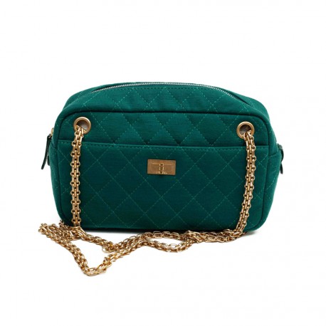 Sac caméra CHANEL jersey vert